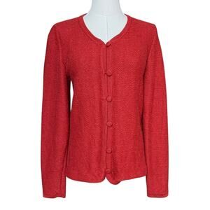 Sumak Baby Alpaca Knit Red Cardigan Size Fit S Button Front Closure Long Sleeves